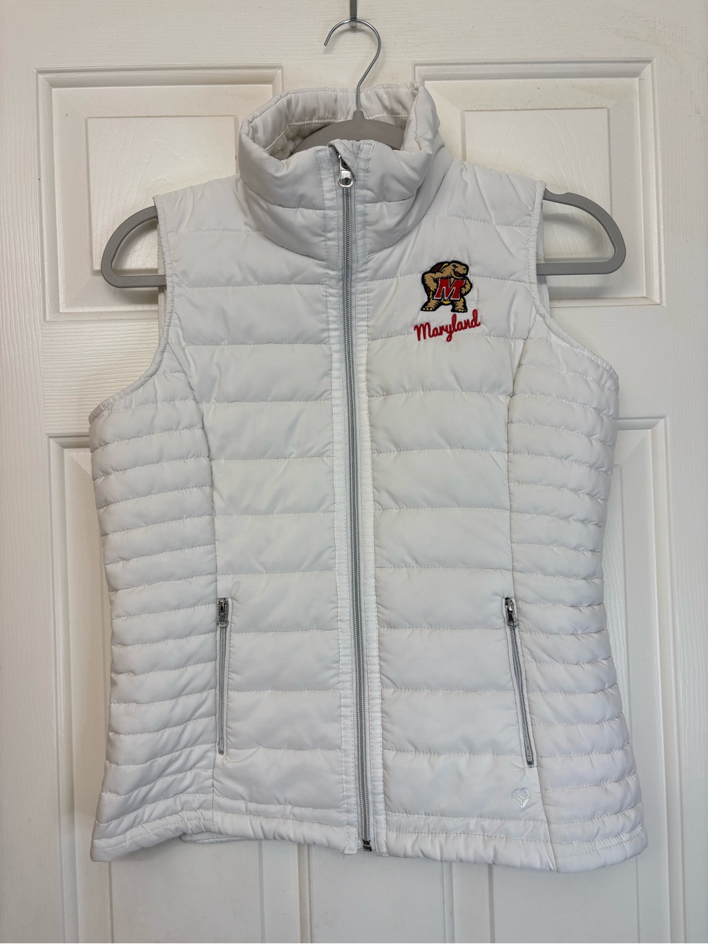 Colosseum Maryland Terrapins Womens Puffer Vest White Size Small Embroidered